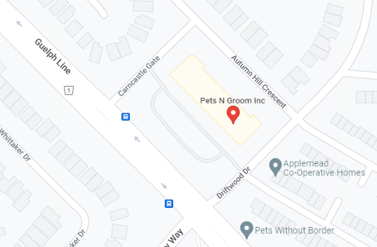 Map showing Pets N Groom at 2501 Guelph Line, Burlington